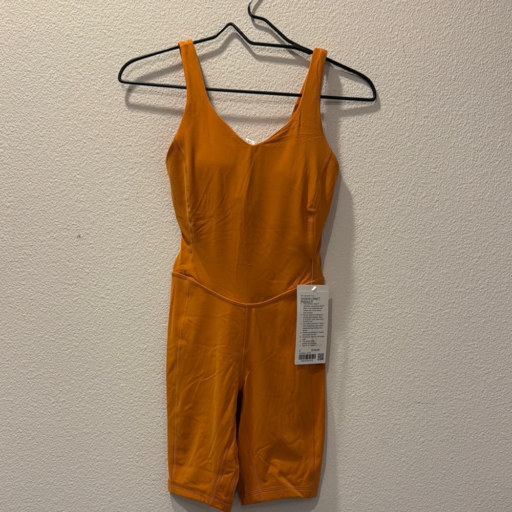 Lululemon Orange Align Bodysuit 8” Shorts